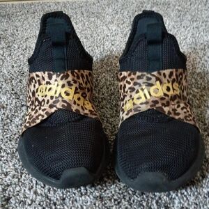 Adidas Women's Black and Leopard Print Sneakers